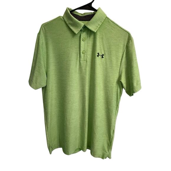 Under Armour Polo Men Small Polo Shirt Heat Gear Loose Fit Light Green Heather - Picture 15 of 16